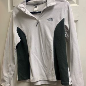 North face white and gray fleece long sleeve
